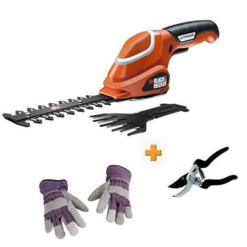Аккумуляторные универсальные садовые ножницы-кусторез BLACK+DECKER GSL700KIT