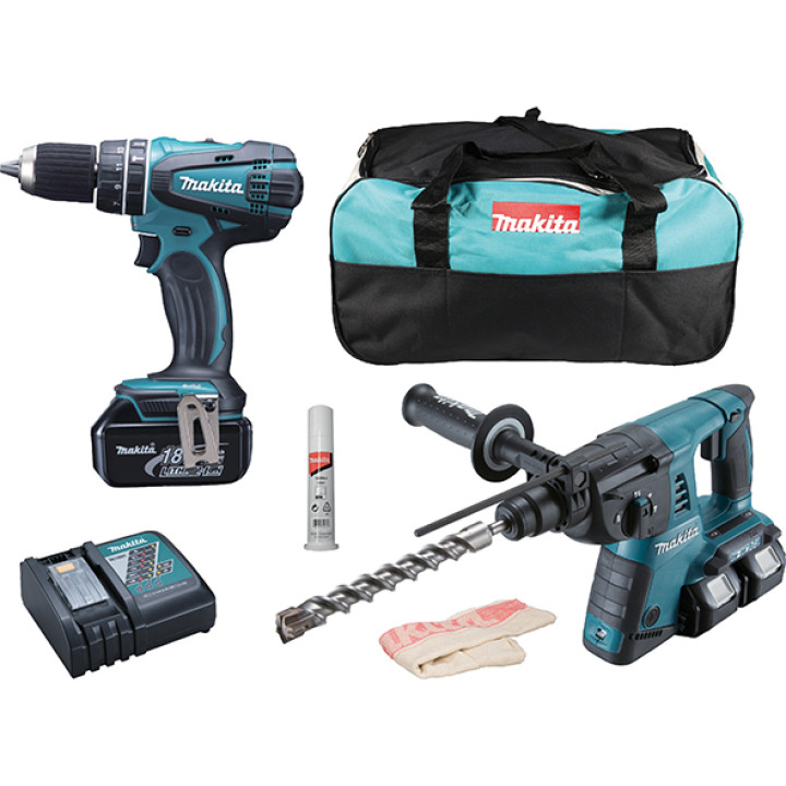 Набор инструментов Makita DLX2137M (DHR263,DHP482,BL1840Bx3,DC18RC)
