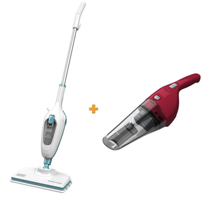 Паровая щетка 5в1 Steam Mop + подарок аккумуляторный пылесос BLACK+DECKER FSMH13E5+NVB115WA