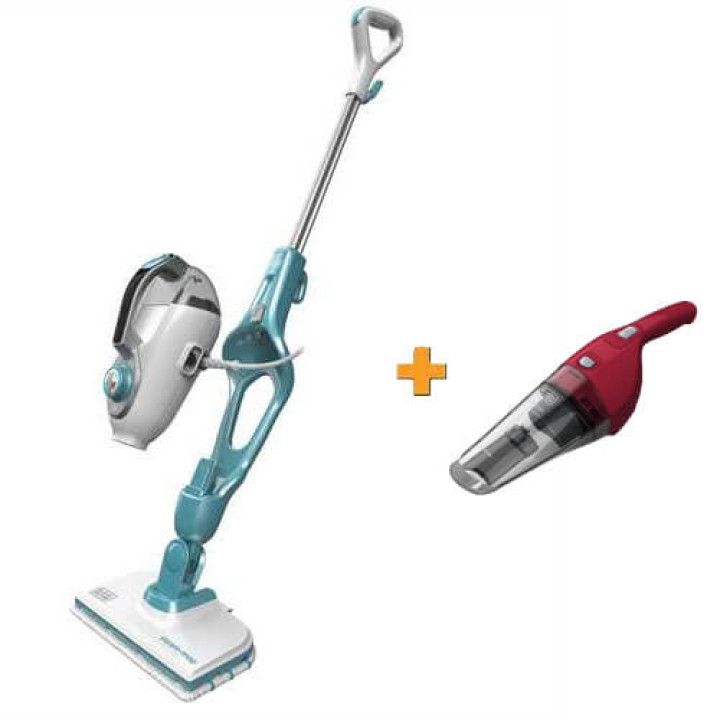 Паровая щетка и пароочиститель 7в1 + подарок аккумуляторный пылесос BLACK+DECKER FSMH1321+NVB115WA