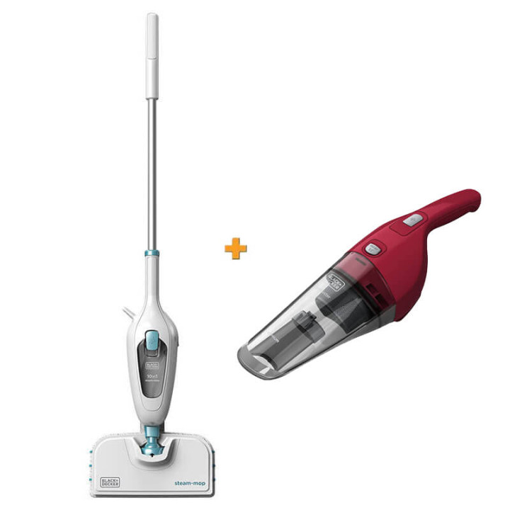 Паровая щетка 10в1 Steam Mop + подарок аккумуляторный пылесос BLACK+DECKER FSMH13E10+NVB115WA