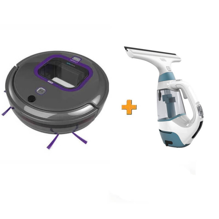 Робот-пылесос + подарок пылесос для мытья окон BLACK+DECKER RVA420BP+WW100