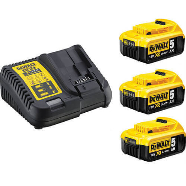 Зарядное устройство и 3 аккумулятора DCB184 5Ач DeWALT DCB115P3