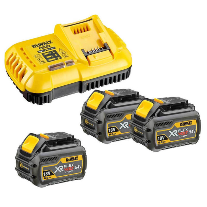 Зарядное устройство и 3 аккумулятора XR FLEXVOLT DCB546 6Ач DeWALT DCB118T3